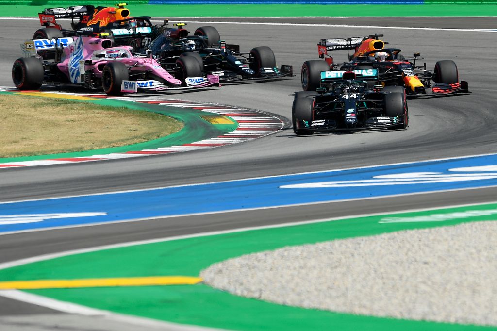 Forma-1, Spanyol Nagydíj, rajt, Hamilton, Verstappen, Mercedes, Red Bull 