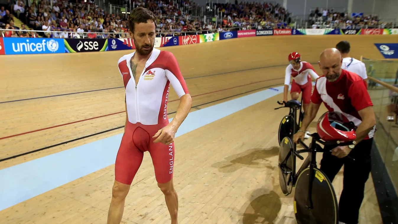 501328191 England's  Bradley Wiggins is pictured after competing in the men's 4000m team pursuit final race in the Sir Chris Hoy Velodrome during the 2014 Commonwealth Games in Glasgow, Scotland on July 24, 2014. Australia won the gold medal, the silver w
