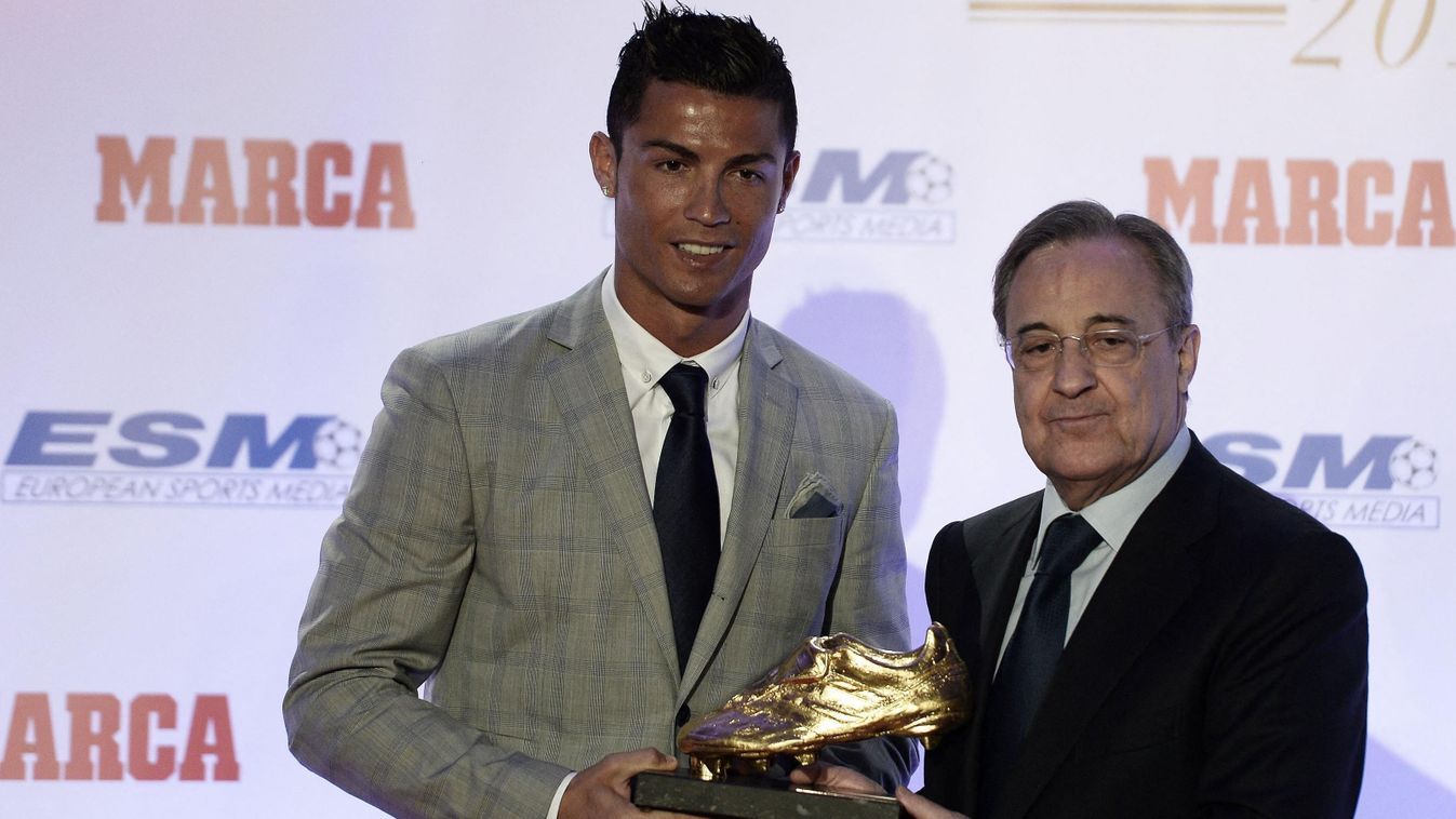 Cristiano Ronaldo receives 4th European Golden Shoe award Madrid Spain Cristiano Ronaldo Footballer Golden Shoe Real Madrid Soccer European Golden Shoe 48 goals best goal scorer Horizontal FOOTBALL GOLDEN BOOT SQUARE FORMAT 