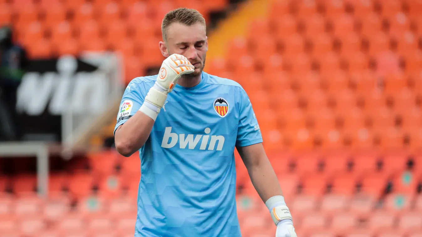 Valencia CF v Real Valladolid CF - La Liga Santander FBL liga may soccer match valladolid valencia people La Liga Valladolid CF Jasper Cillessen of Valencia CF Liga match Mestalla Stadium Jose Miguel Fernandez NurPhoto Sports uniform person outdoor soccer