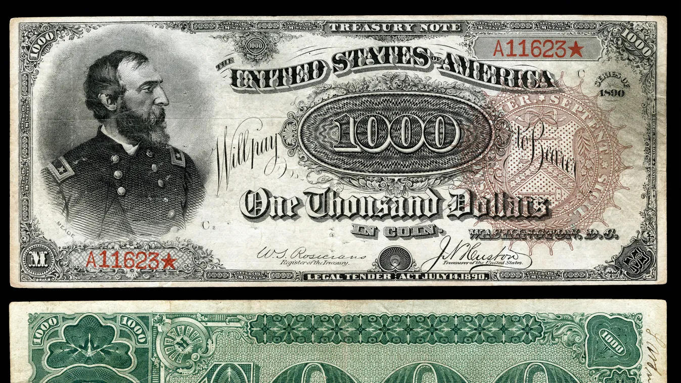 drága bankjegyek, elárverezett bankjegyek, bankjegy, pénz, 1. 1890 Grand Watermelon Bill 