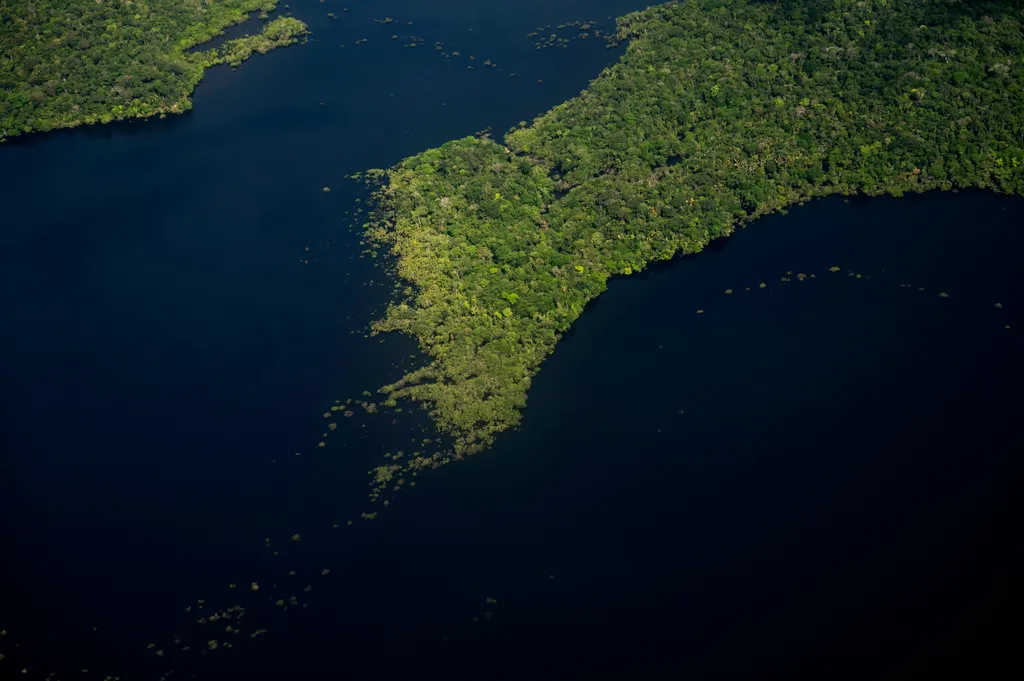 amazonas, folyó, drónfotó, légi felvétel 