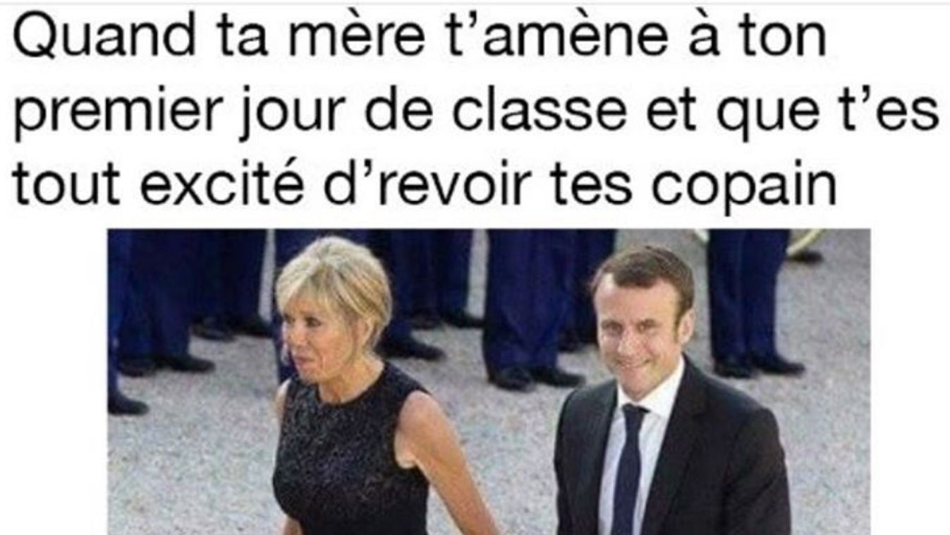 Macron az anyjával iskolába megy 