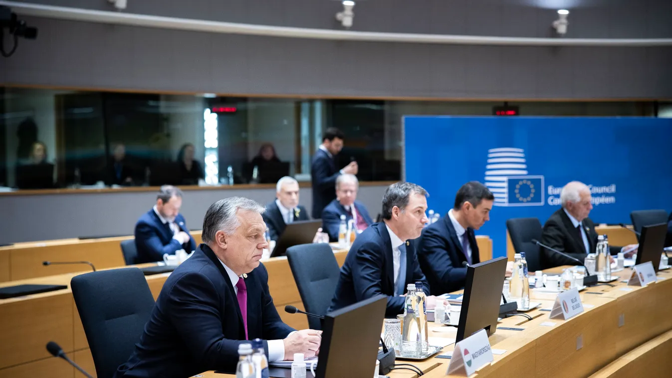 EU-csúcs Brüsszelben, CROO, Alexander De; ORBÁN Viktor; ZELENSZKIJ, Volodimir, 2023.02.09. 