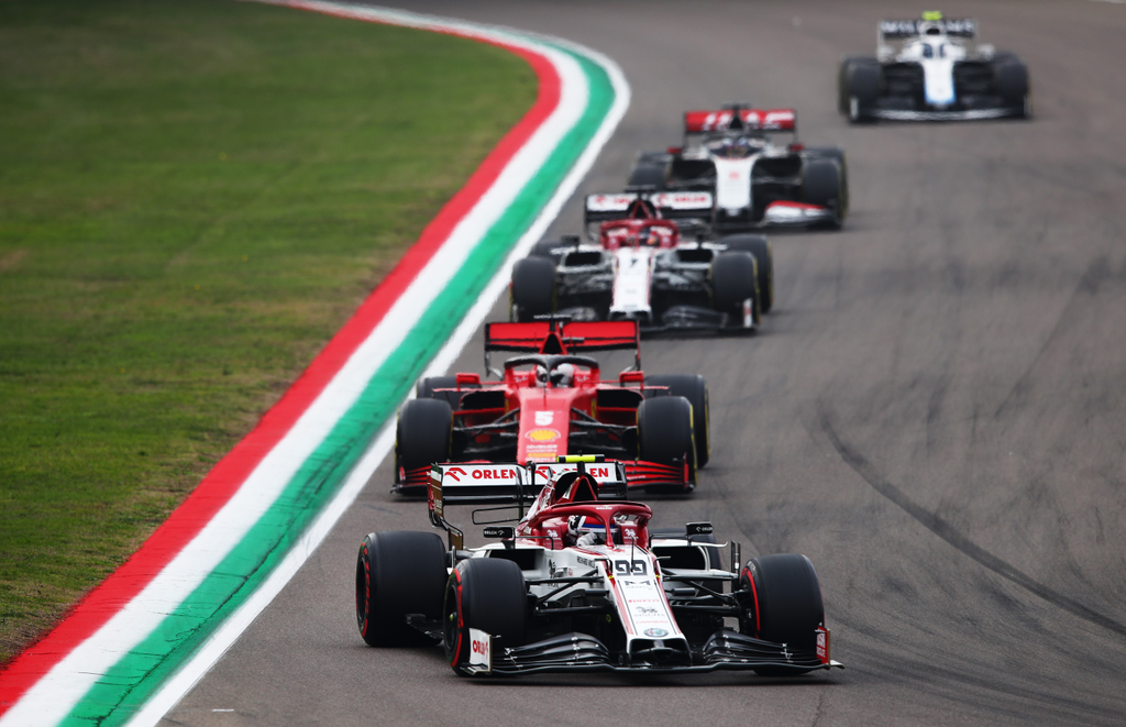 Forma-1, Emilia Romagna Nagydíj, Antonio Giovinazzi, Sebastian Vettel, Kimi Räikkönen 