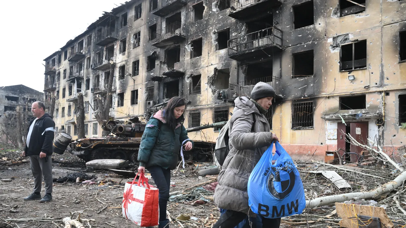 Ukrán válság 2022, orosz, ukrán, háború, Ukrajna, Mariupol, rakétatámadás, romos épületek, kiégett lakóház 
