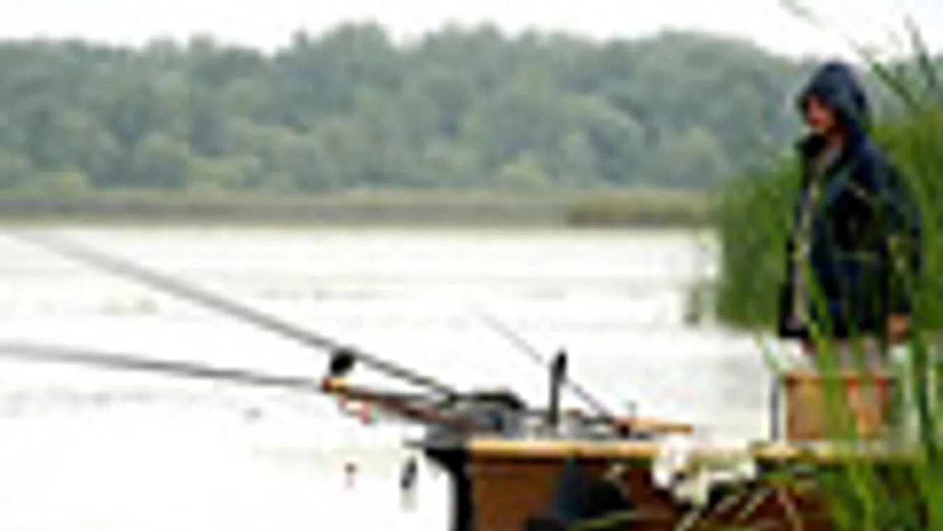 tisza-tó, horgászat, horgász, hal, csónak, Egy férfi horgászik a Tisza-tavon a Borsod-Abaúj-Zemplén megyei Tiszavalk határában 