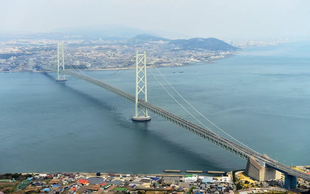 A világ hídjai galéria, A világ leghosszabb függőhídja az Akashi-Kaikyo híd Japánban 