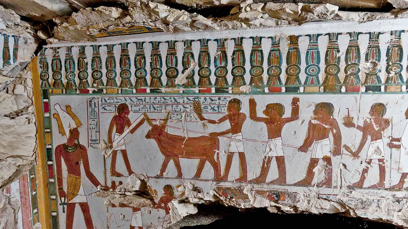 fáraókori sír, Luxor, The American Research Center in Egypt, sírkamra, falfestés, Egyiptom 
