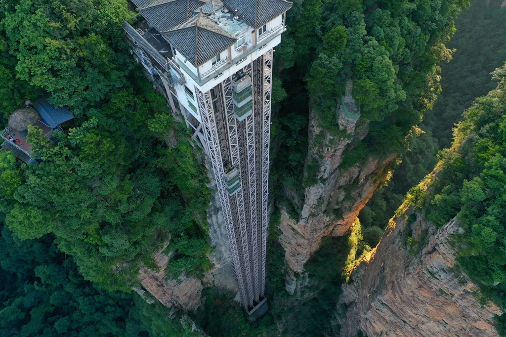 Zhangjiajie, Bailong Elevator, Bailong, elevátor, lift, felvonó, hegyi, kültéri, kínai, kína, hegy 