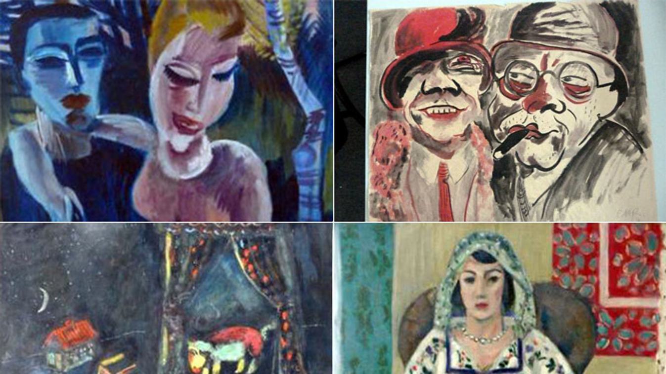 cornelius gurlitt, gurlitt gyűjtemény, náci műkincslopás, Órajárás szerint bal fentről:  Conrad Felixmueller, Hans Christoph, Marc Chagall és Henri Matisse művei