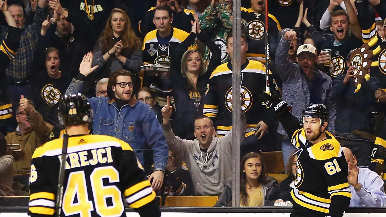 Carolina Hurricanes v Boston Bruins GettyImageRank2 People SPORT HORIZONTAL THREE QUARTER LENGTH ICE HOCKEY Scoring USA Massachusetts Boston - Massachusetts Winter Sport Two People Photography Facial Expression Rick Nash TD Garden National Hockey League B