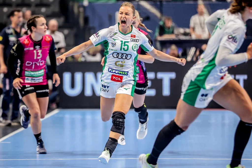 női kézilabda BL Final Four Budapest, MVM Dome, női kézilabda, Bajnokok Ligája négyes döntő, 2023, EHF FINAL4 WOMEN 2023, Győr, győri szurkolók, Győri Audi ETO KC–Vipers Kristiansand, 