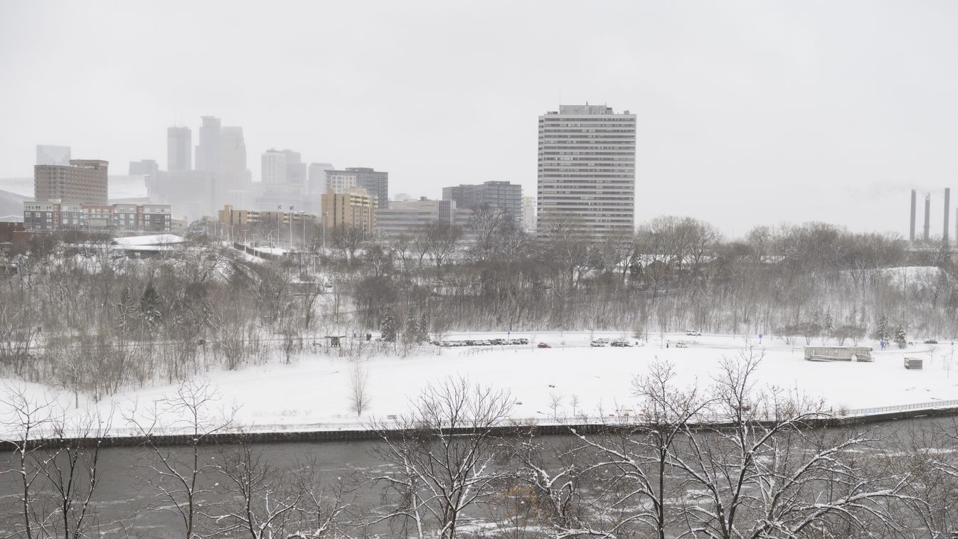 GettyImageRank2 MINNEAPOLIS, MN - APRIL 11: A general view of downtown Minneapolis and the Mississippi River on April 11, 2019 in Minneapolis, Minnesota. The week in Minnesota started with two sunny Spring days and has since turned to blizzard conditions.
