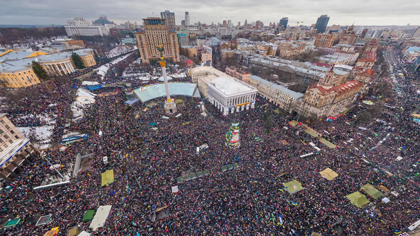ukrajna, kijev, tüntetés, panoráma