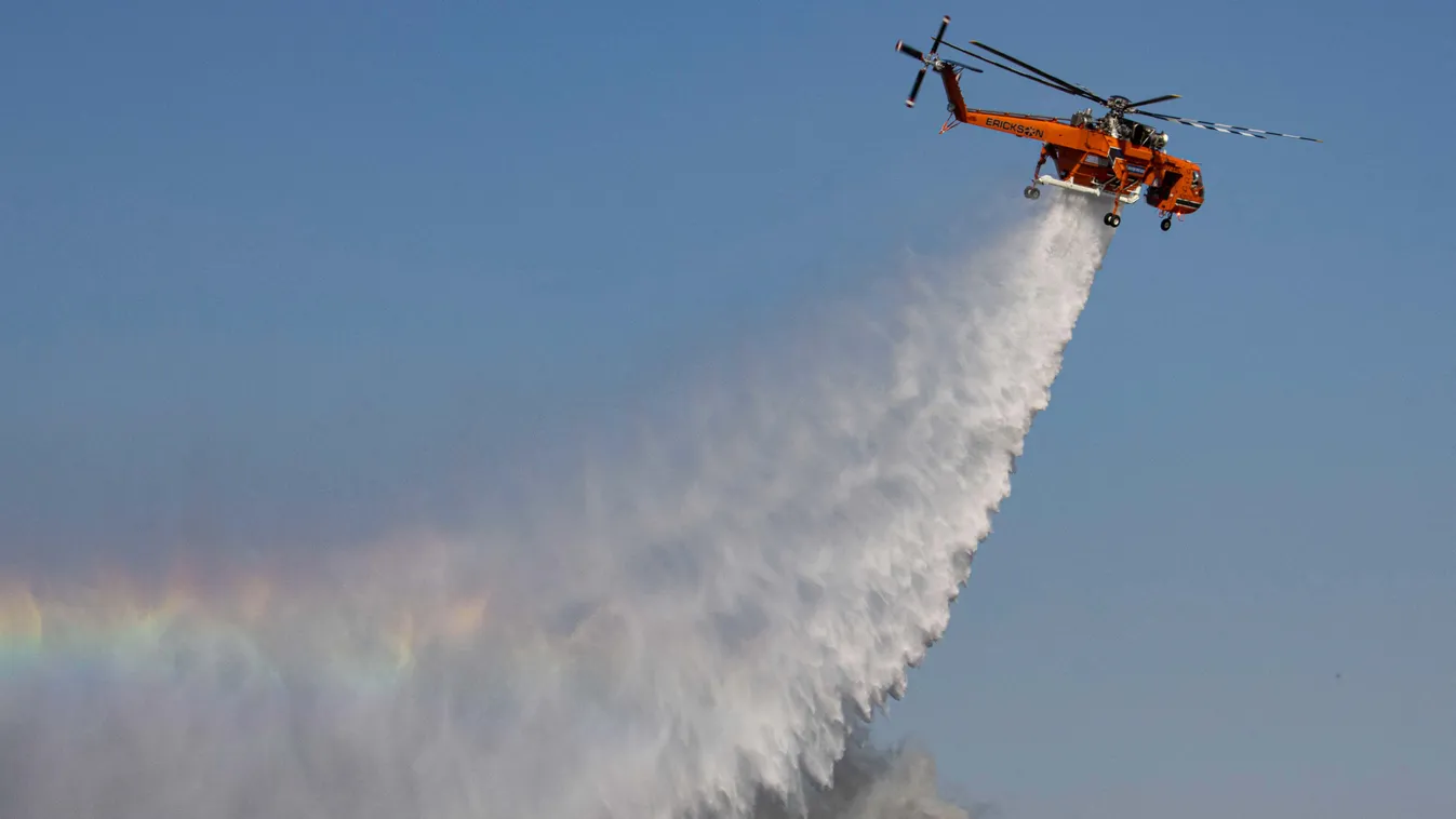 Firefighting Helicopter In Action 2021 Greece July N173AC Oreokastro Salonica Thessaloniki aerial fire fighting air air crane airborne arid aviation aviation fire fighting blade brigade burn bushfire chopper copter danger dangerous dawn day disaster drops