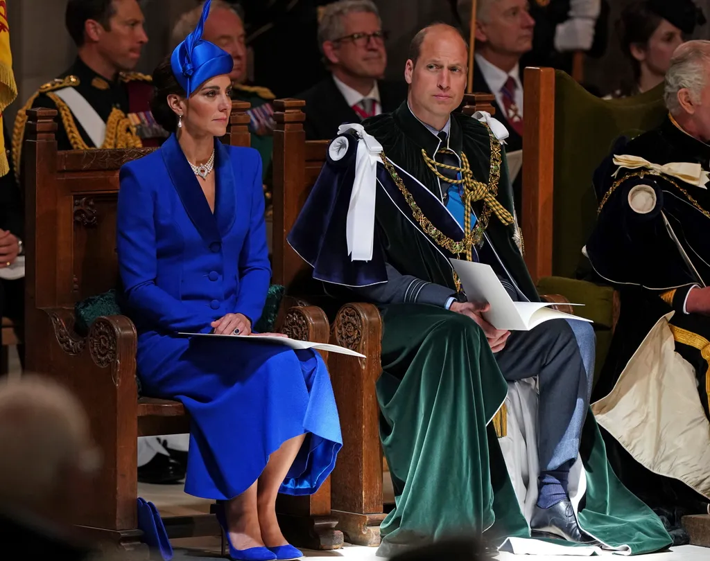 Skócia koronázás III Károly  
Vilmos walesi herceg, brit trónörökös és felesége, Katalin walesi hercegné a III. Károly brit király megkoronázása tiszteletére tartott háladó istentiszteleten az edinburgh-i Szent Gi 