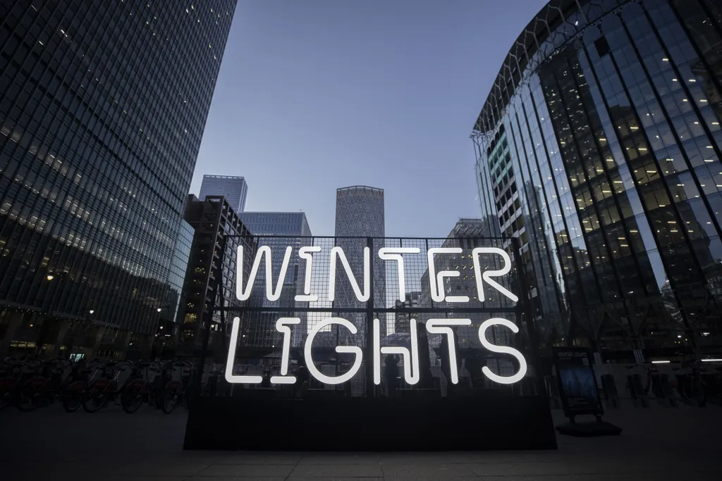 Canary Wharf Winter Lights, fesztivál, fényinstalláció, london, fények, fény, téli, rendezvény 