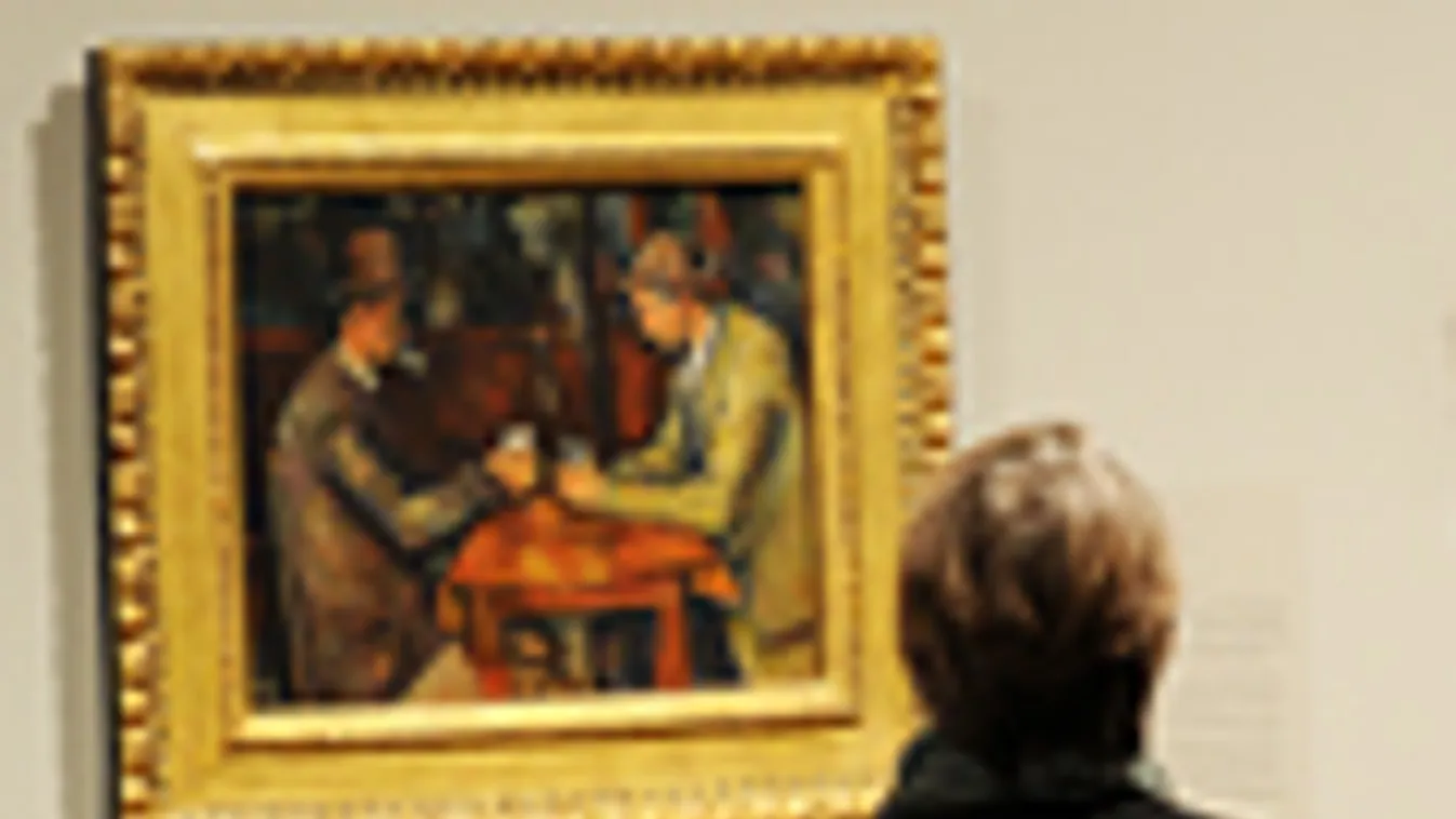 Paul Cézanne Kártyázók című képét nézik az érdeklődők a New York-i Metropolitan Museumban