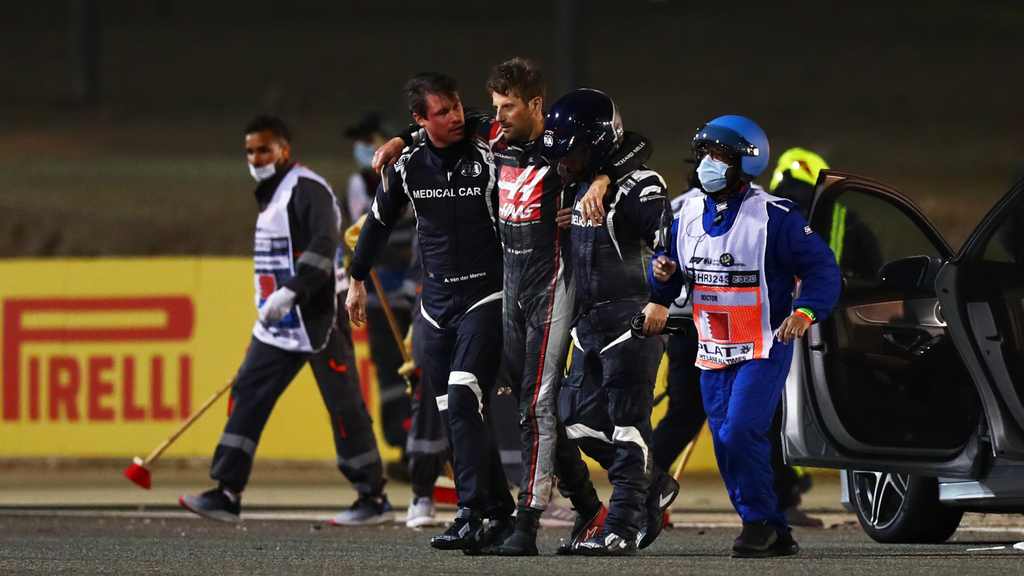Forma-1, Bahreini Nagydíj, Romain Grosjean baleset 
