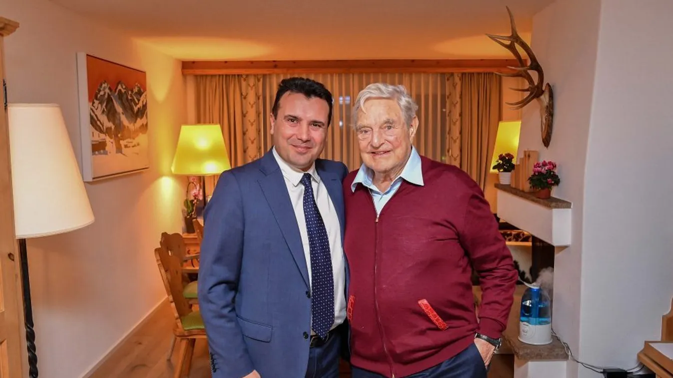 Zoran Zaev és Soros György találkozója 2019-ben Davosban. 