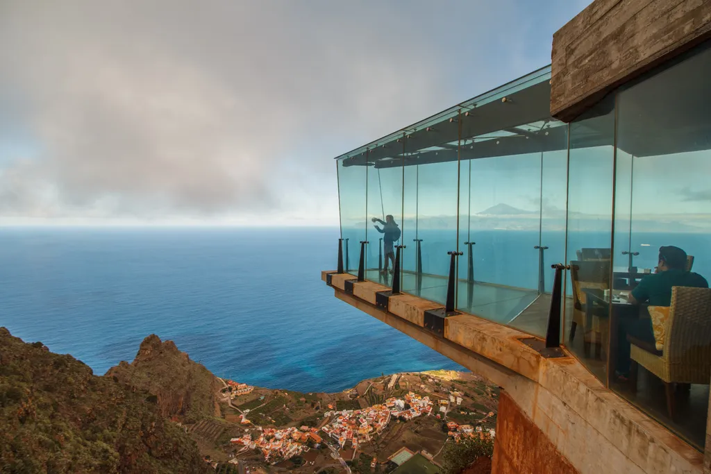 üvegkilátó, üveg, kilátó, erkély, óceán, spanyolország, Kanári-szigetek, La Gomera 