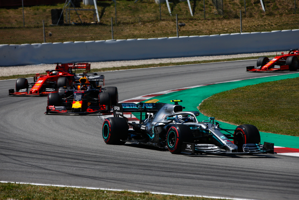 Forma-1, Valtteri Bottas, Mercedes-AMG Petronas, Max Verstappen, Sebastian Vettel, Spanyol Nagydíj 