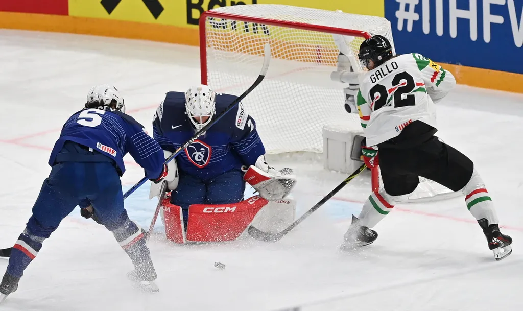 Franciaország - Magyarország, jégkorong, hoki, világbajnokság, IIHF jégkorong-világbajnokság, Tampere Deck Arena, 2023.05.16. 