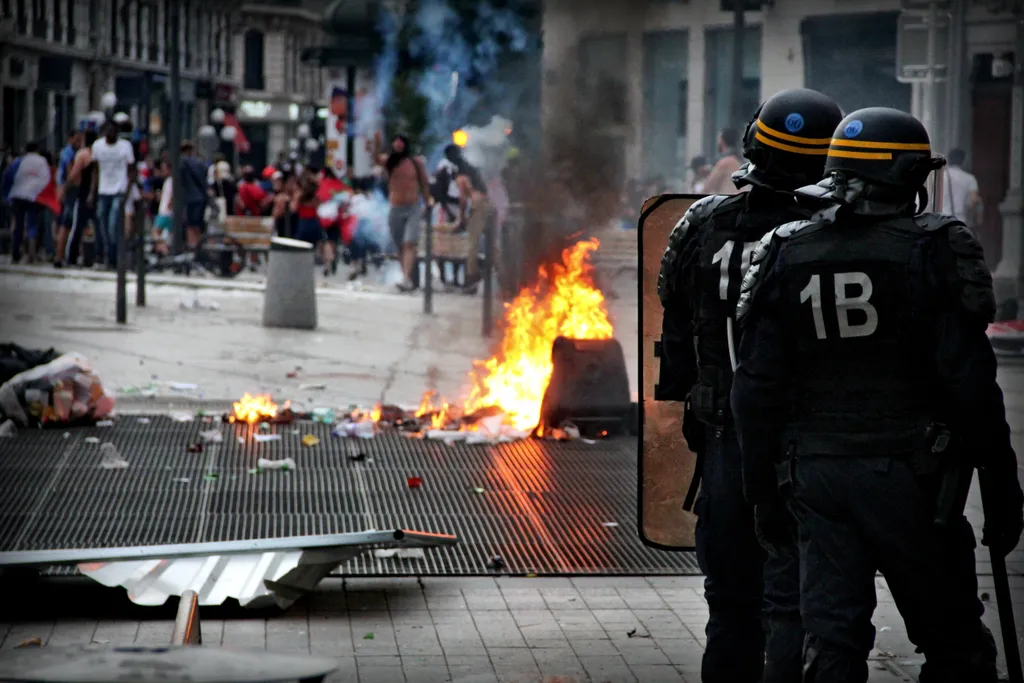 France: Violence erupts after World Cup victory celebrations in Lyon CrowdSpark Mathis Boussuge france WORLD CUP fifa world cup soccer VICTORY croatia france croatia FRENCH TEAM equipe de france world champions CHAMPS ELYSEES celebrations party WINNER soc