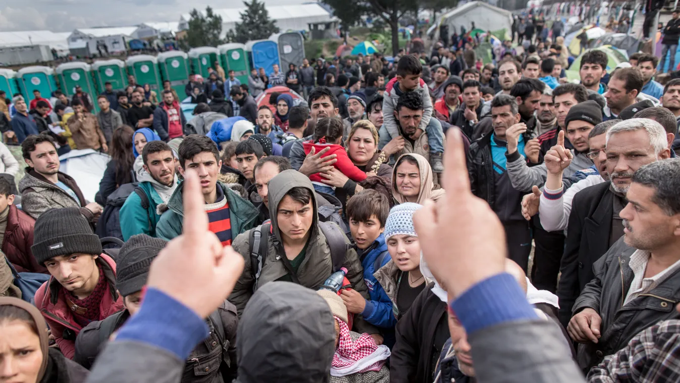 Refugees at Greek-Macedonian border CAMP BORDER EUROPEAN UNION EU IMMIGRATION migration SQUARE FORMAT 