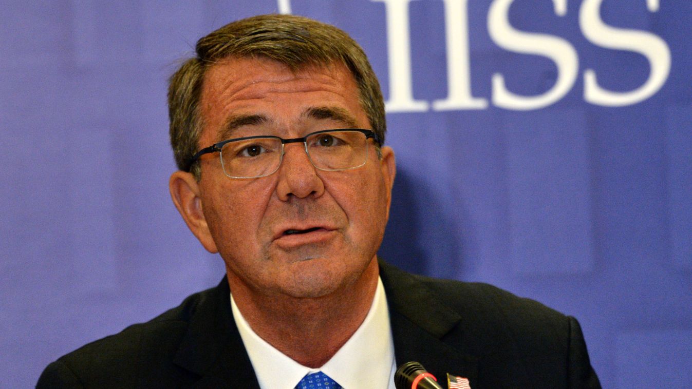 Horizontal US Secretary of Defense Ashton Carter speaks at a press conference on the sidelines of  the 15th International Institute for Strategic Studies (IISS) Shangri-La Dialogue in Singapore on June 4, 2016.
Chinese construction on a South China Sea is