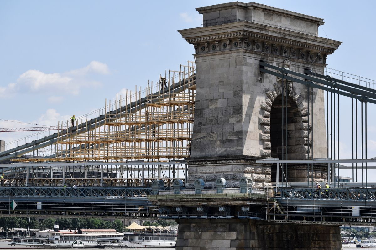 Lánchíd, híd, állványzat, építkezés, felújítás, rekonstrukció, főváros, Budapest 