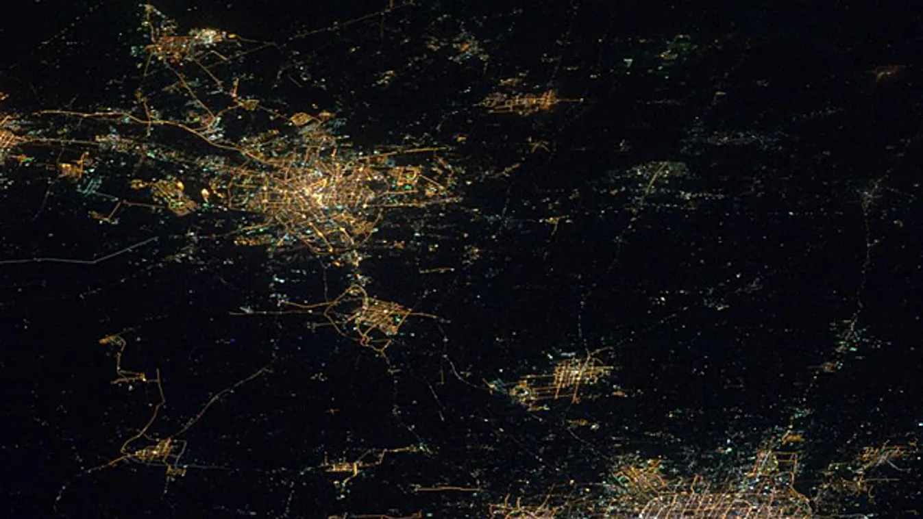City Lights, műholdfelvétel, Peking Kína, 