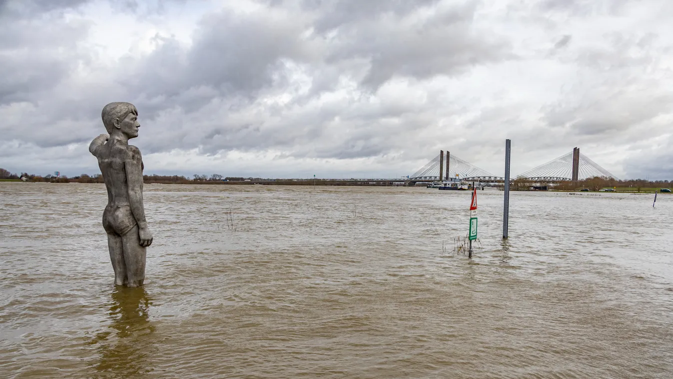 áradás, Európa, víz, 2023.12.30. Floods in the Netherlands 2023,dam,december,flood,flooded,floods,Netherlands,overflow,rain Horizontal 