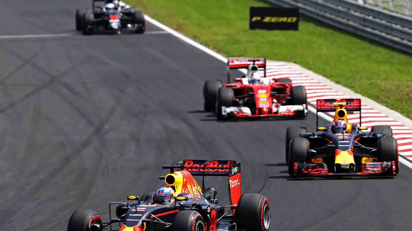 Forma-1, Daniel Ricciardo, Max Verstappen, Red Bull, Sebastian Vettel, Ferrari, Magyar Nagydíj 