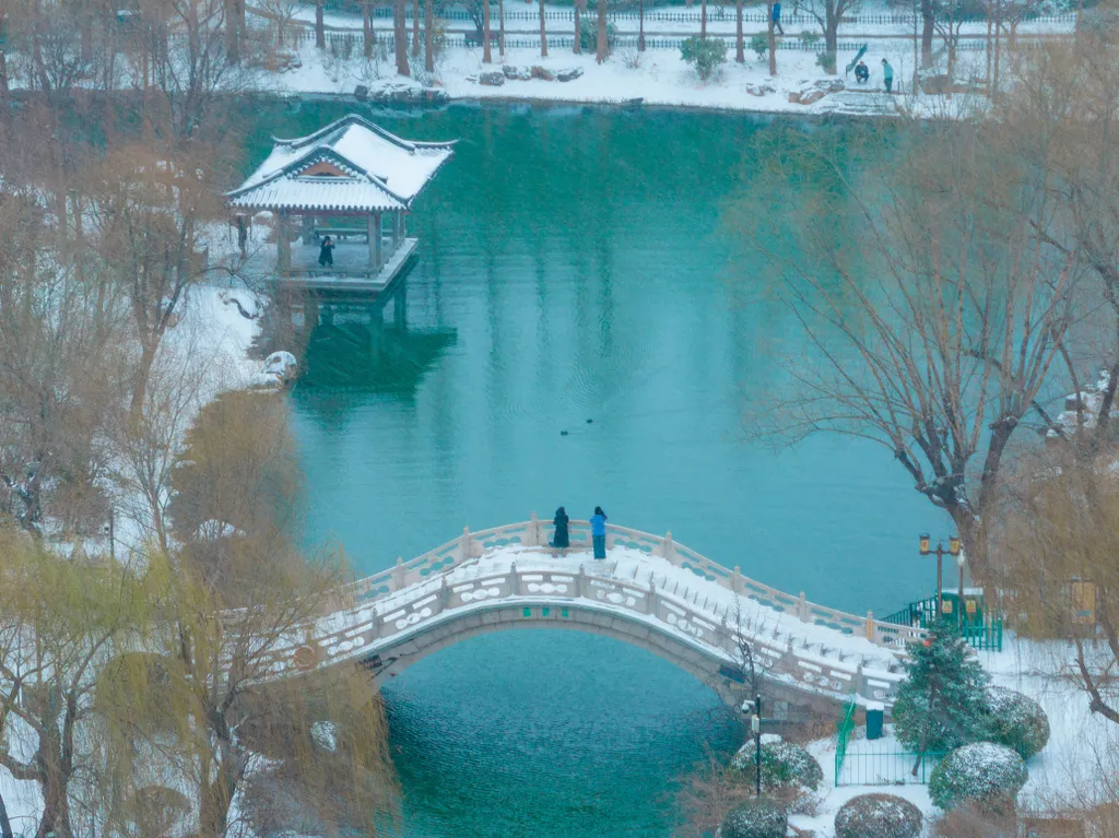 Kína, tél, havazás, hó, 