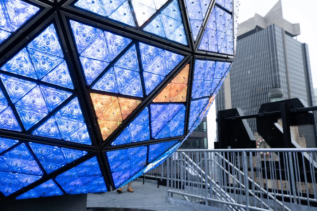 New York, szilveszter, 2024  Times Square New Year's Eve ball unveiled with new design crystal ball,crystal ball new york,decoration,New Year,Times Squ Horizontal 