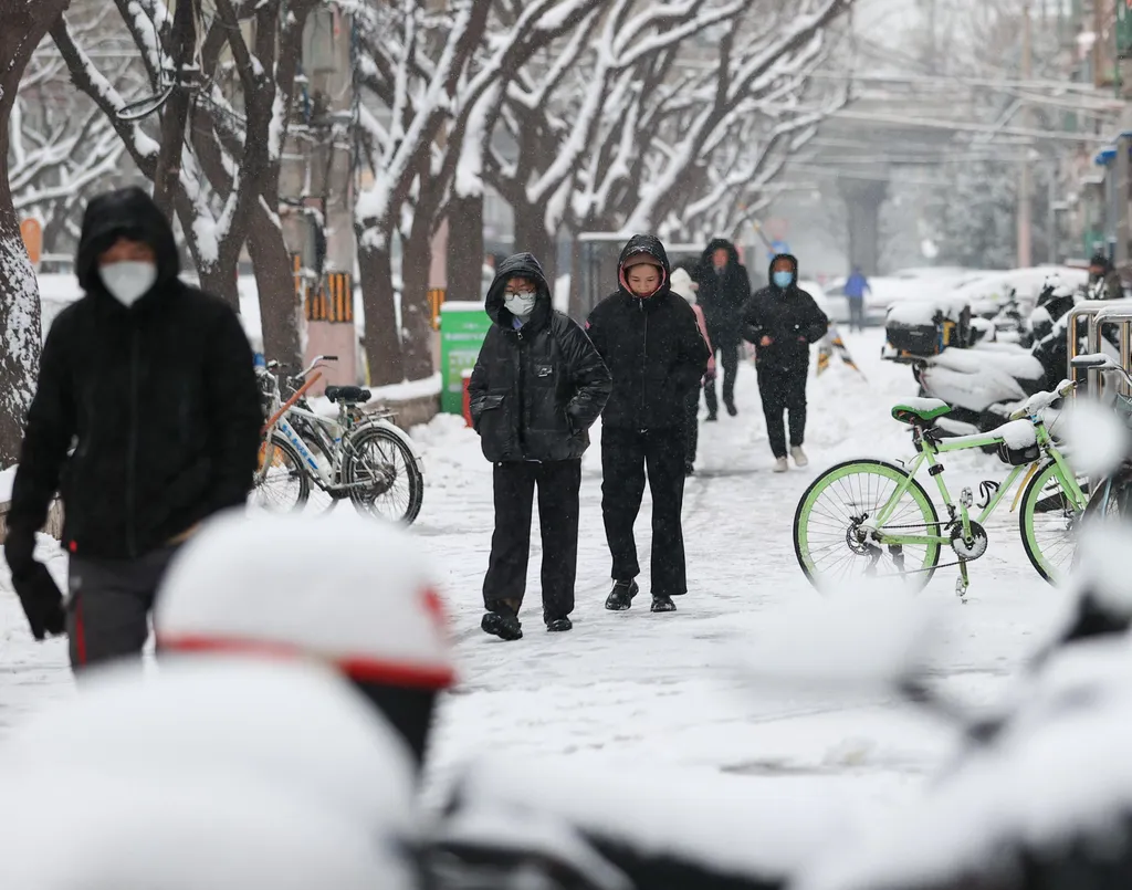 kína, havazás, hó, Peking, tél 