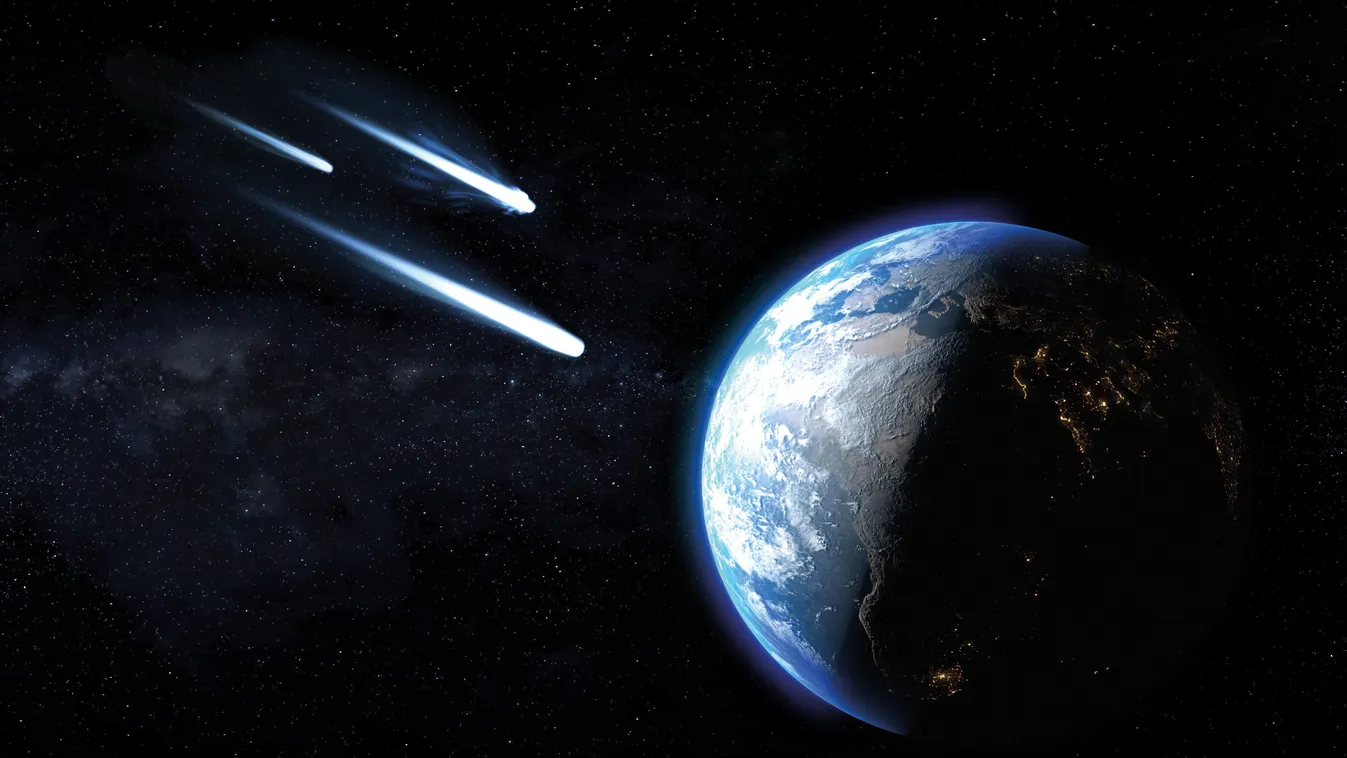 Comets passing by earth, illustration