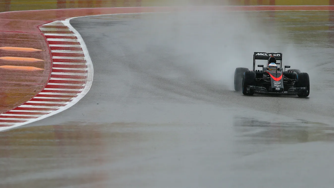 Forma-1, Fernando Alonso, McLaren, USA Nagydíj, eső 
