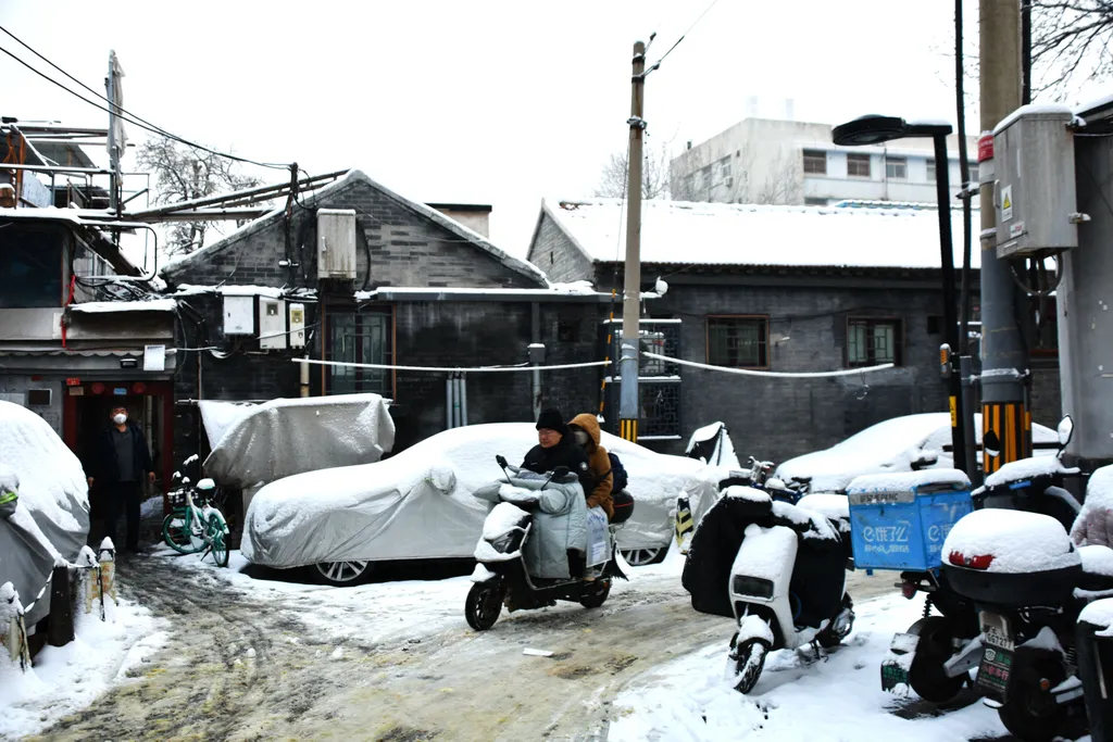 kína, havazás, hó, Peking, tél 