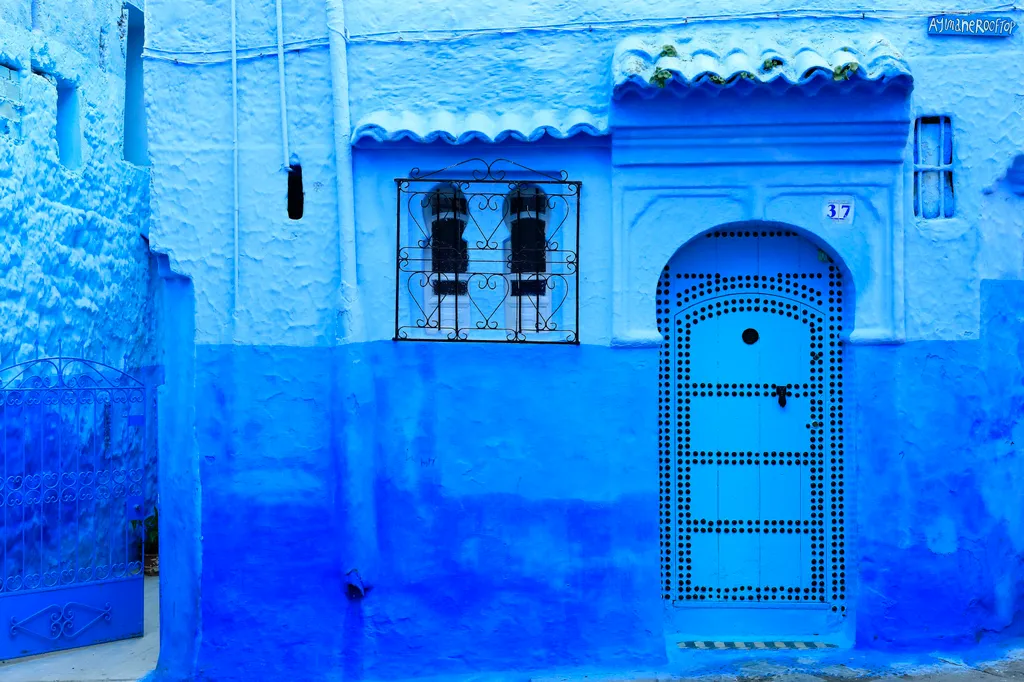 Morocco rif region chefchaouen medina entirely blue facade