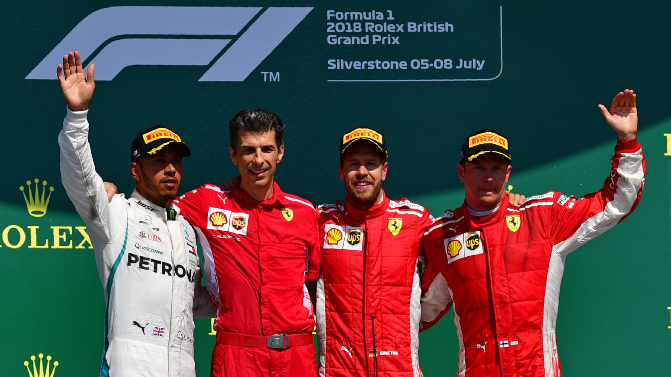 Forma-1, Brit Nagydíj, Lewis Hamilton, Sebastian Vettel, Kimi Räikkönen 