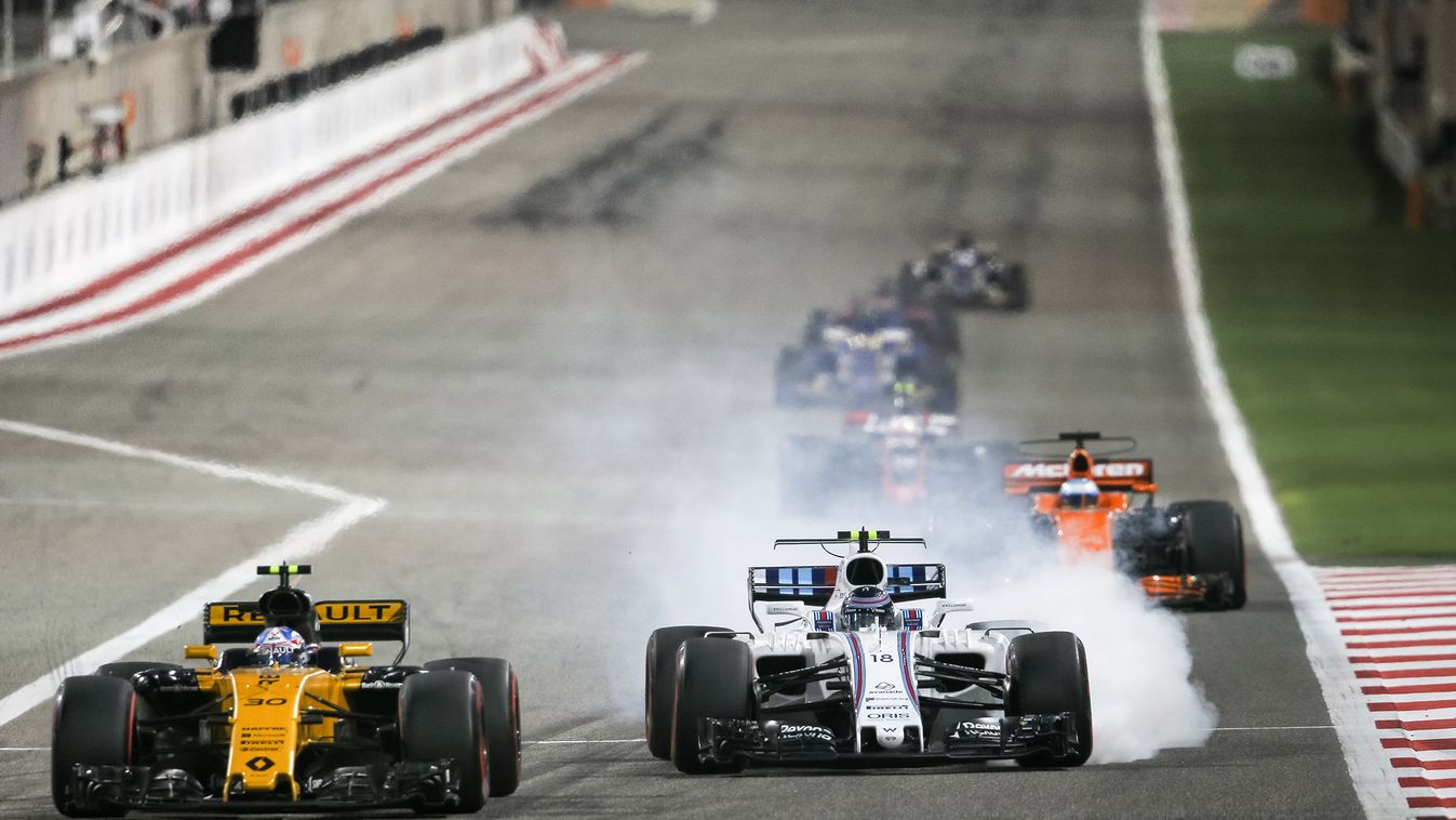 F1 - BAHRAIN GRAND PRIX 2017 APRIL AVRIL BAHREIN CIRCUIT F1 FORMULE 1 FORMULE UN GP GRAND PRIX GRID GRILLE RACE STARTING 30 PALMER Jolyon (gbr) Renault F1 RS17 team Renault Sport F1 team, 18 STROLL Lance (can) Williams F1 Mercedes FW40, action during 2017