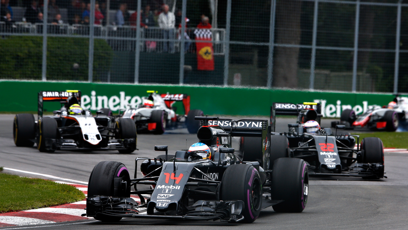 Forma-1, Fernando Alonso, Jenson Button, McLaren Honda, Sergio Pérez, Force India, Kanadai Nagydíj 