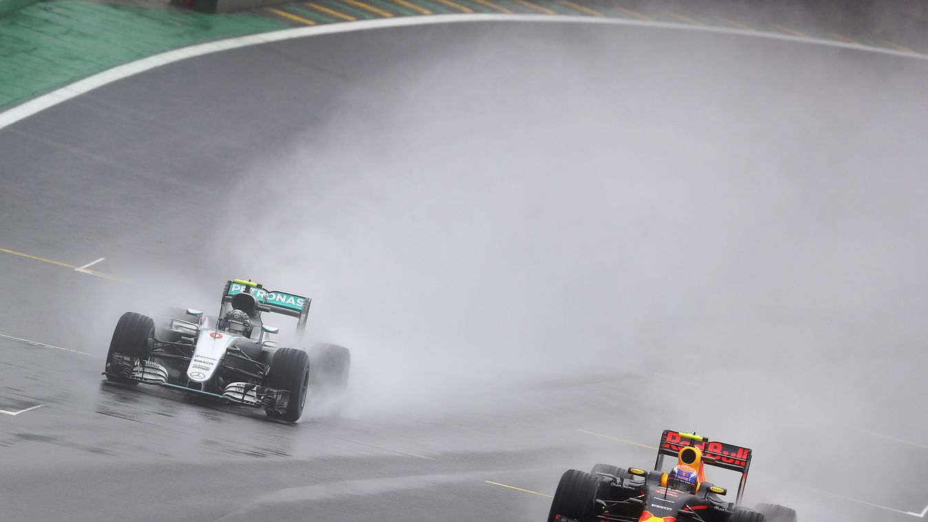 Forma-1, Nico Rosberg, Mercedes, Max Verstappen, Red Bull, Brazil Nagydíj, eső 