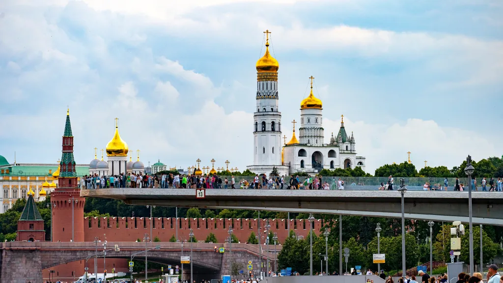 Moszkva, Oroszország, lebegő, híd, soaring, bridge, kilátó, 
