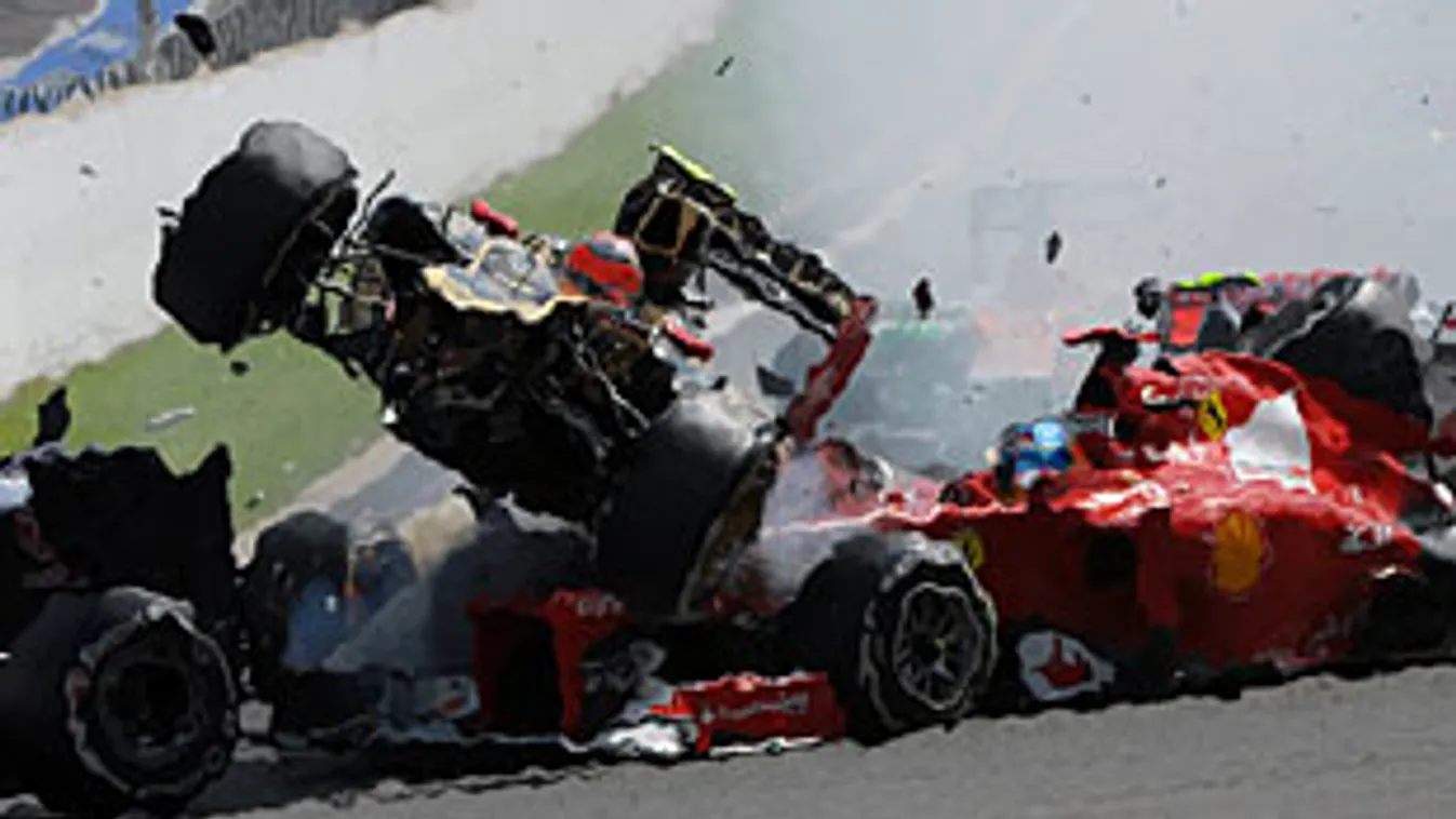 Forma-1, Belga Nagydíj, Görbe Tükör, Romain Grosjean, Fernando Alonso, baleset