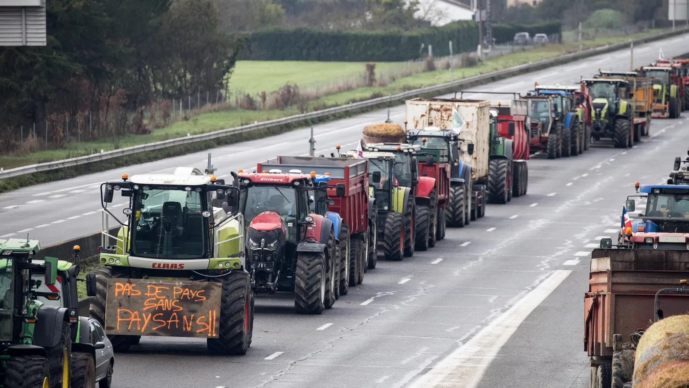 gazda, gazdatüntetés,  országos tiltakozás, Franciaország, útlezárás, mezőgazdaság, 2024.01.24.,  Cooperative France Jeunes agriculteurs accords agreements agriculteurs argent autoroute blocage bovins camion carburant consommation consumption contraintes 