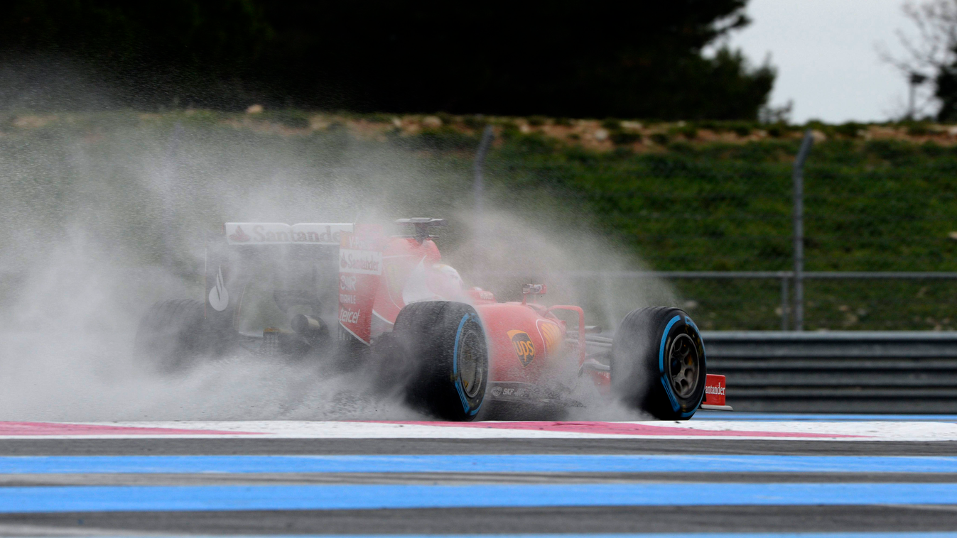 Forma-1, Sebastian Vettel, Ferrari, Paul Ricard, Pirelli gumiteszt, eső 